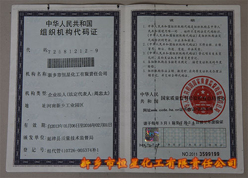 恒星科技组织机构代码证